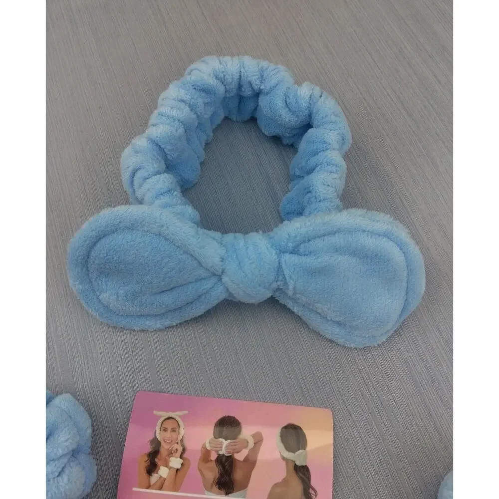 Skincare Headband And Wristband Set (Blue)